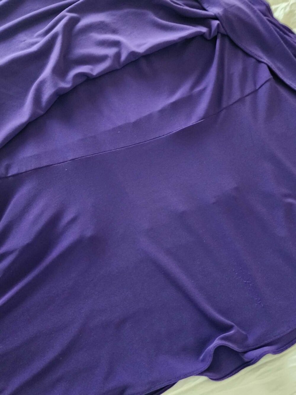 American Living Purple Ruffle Midi Dress Size 12 Ruched Flattering Fit - Picture 10 of 10